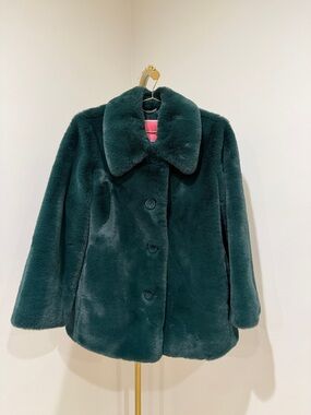 Kate Spade Forest Green Faux Fur Coat